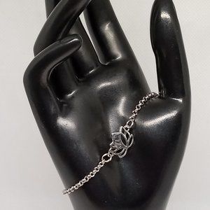 Stainless Steel Adjustable Bracelet with Lotus Pendant Women's Jewelry #6